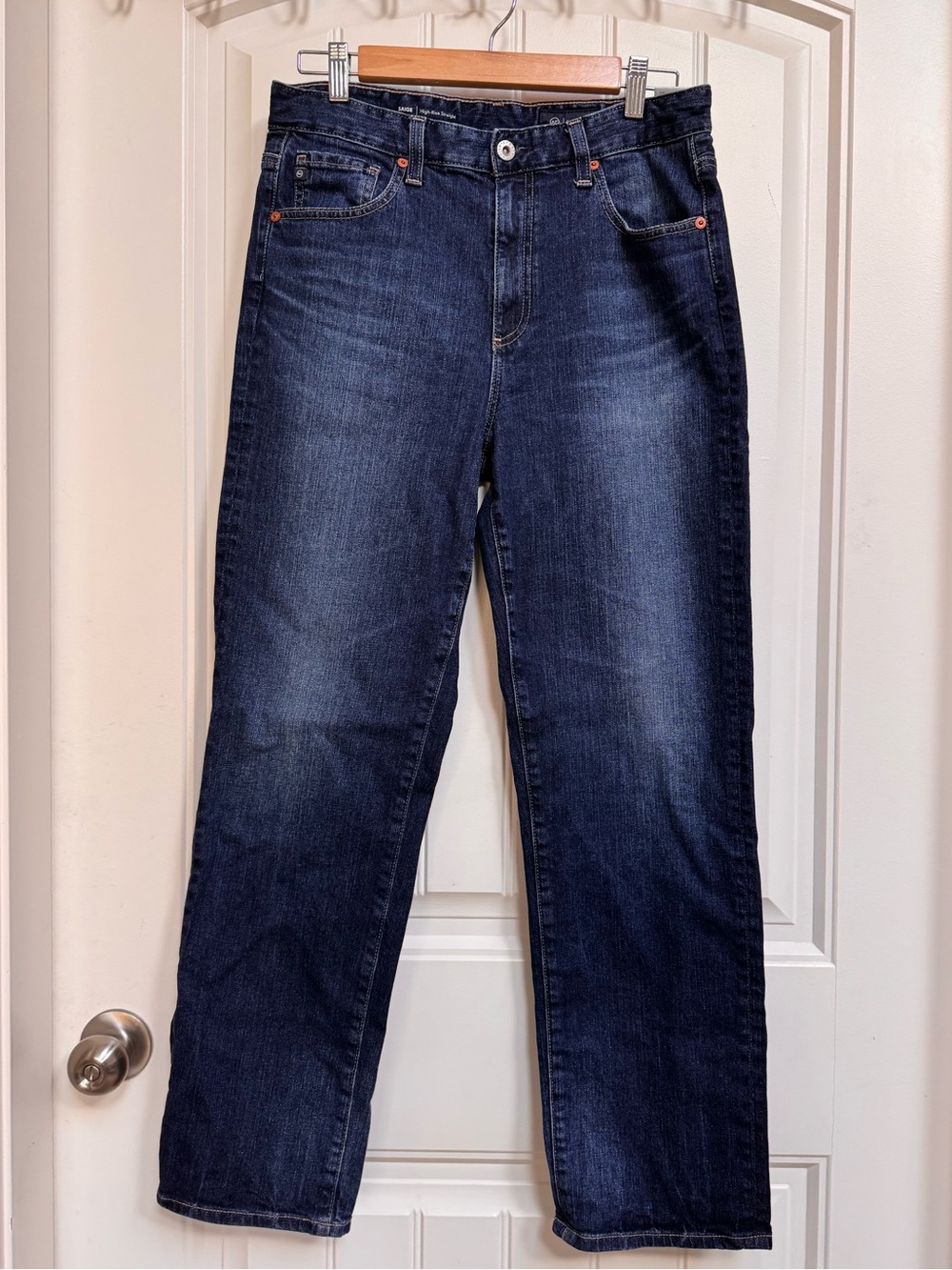 AG Saige High Rise Straight Japanese Denim Jeans. Size 30x29
